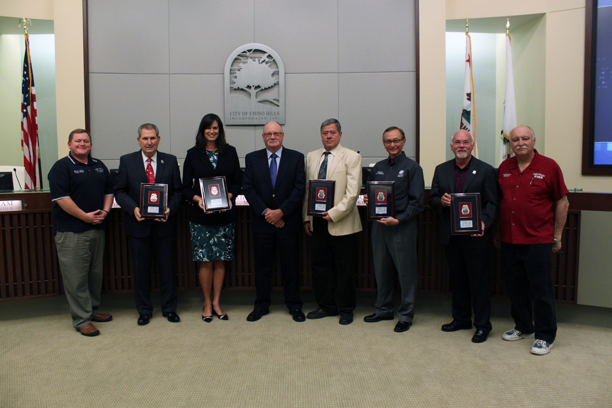 City Council Receiving Plaques from the Chino Valley Fire District